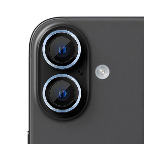 For iPhone 16 Plus Single Metal Ring Camera Lens Tempered Glass Screen Protector