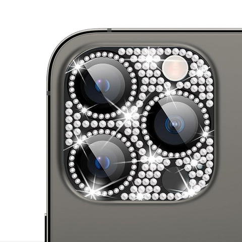 For iPhone 14 Pro Bling Rhinestones Camera Cover Lens Tempered Glass Screen Protector