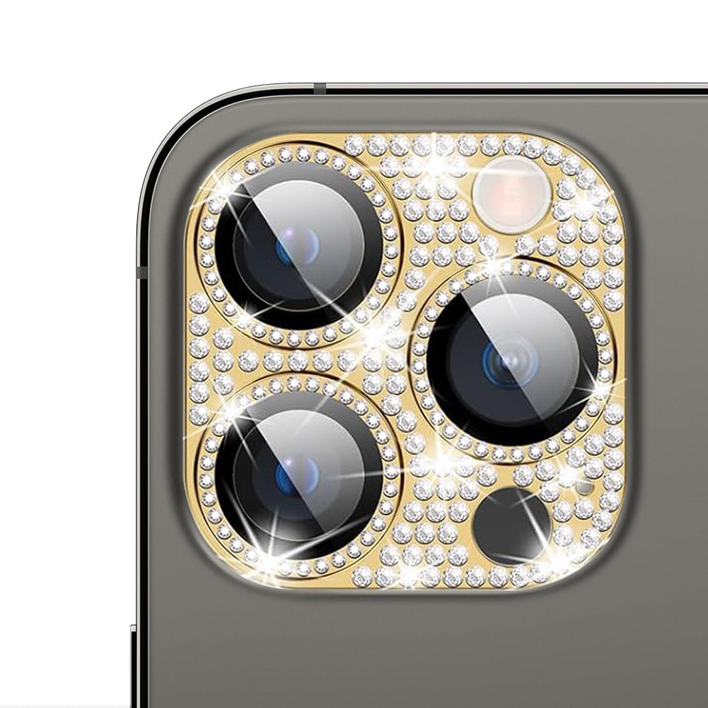 For iPhone 13 Pro Bling Rhinestones Camera Cover Lens Tempered Glass Screen Protector