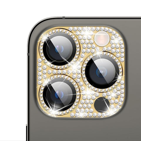 For iPhone 14 Pro Bling Rhinestones Camera Cover Lens Tempered Glass Screen Protector