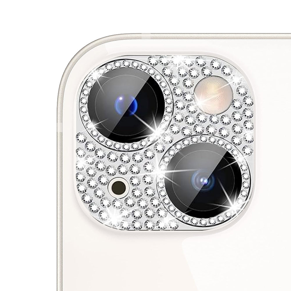 For iPhone 14 Bling Rhinestones Camera Cover Lens Tempered Glass Screen Protector