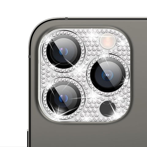 For iPhone 14 Pro Bling Rhinestones Camera Cover Lens Tempered Glass Screen Protector