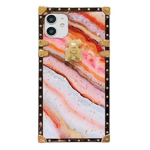 For iPhone 11 Case with Strap Marble Design Hard Cover HDL110