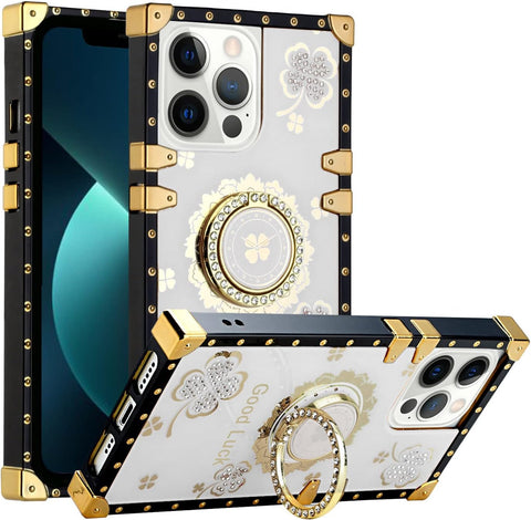 For iPhone 15 Pro Max Case with Ring Stand Marble Design Hard Cover HDL116