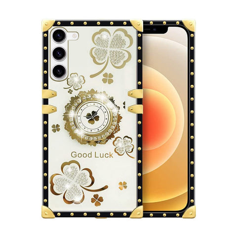 For Galaxy S23 Case with Ring Stand Marble Design Hard Cover HDL116