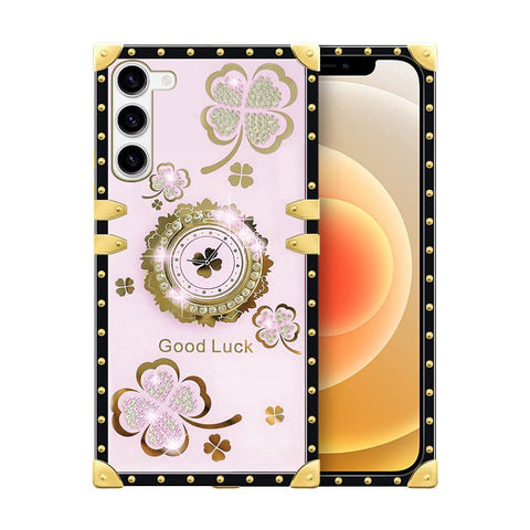 For Galaxy S23 Case with Ring Stand Marble Design Hard Cover HDL116