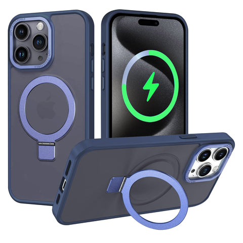 For iPhone 15 Pro Max Case with Magsafe Charging Stand Matt Hard Cover HDL138