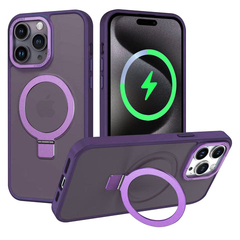 For iPhone 15 Pro Max Case with Magsafe Charging Stand Matt Hard Cover HDL138