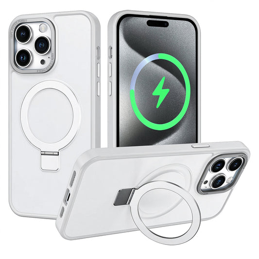 For iPhone 15 Pro Max Case with Magnetic Charging Stand Matt Hard Cover HDL138