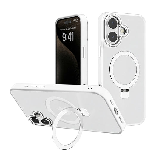 For iPhone 16 Case with Magnetic Charging Stand Matt Hard Cover HDL138