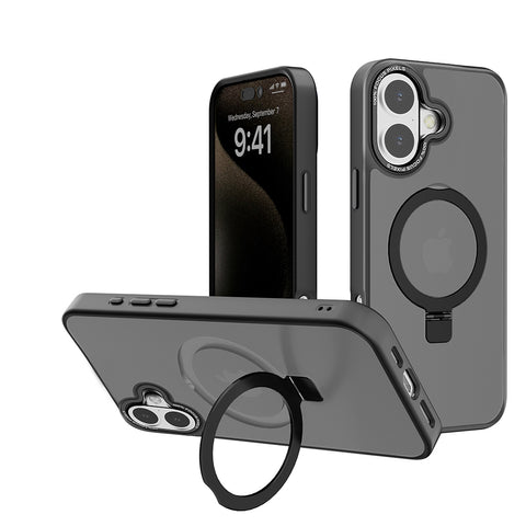 For Apple iPhone 17 Case Kickstand Ring Shockproof Clear Hard Back Cover 6.3-in HDL138