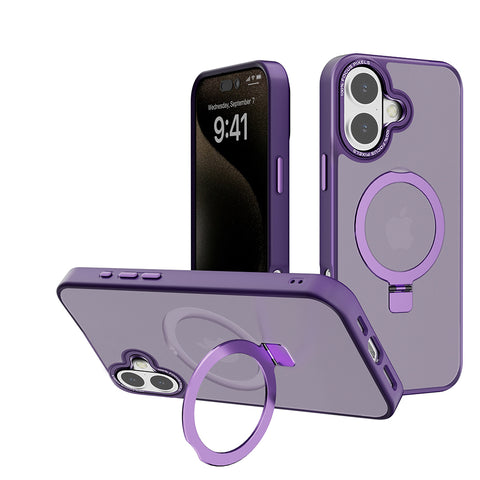 For Apple iPhone 17 Case Kickstand Ring Shockproof Clear Hard Back Cover 6.3-in HDL138