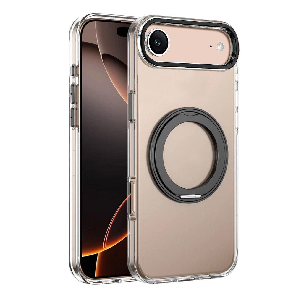For iPhone 17 Air Case Clear Case With Rotating Ring Stand Hard Cover HDL150