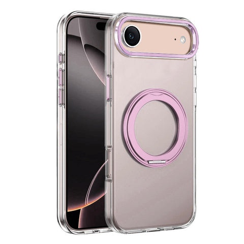 For iPhone 17 Air Case Clear Case With Rotating Ring Stand Hard Cover HDL150