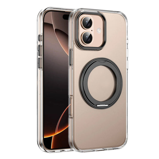 For iPhone 17 Case Clear Case With Rotating Ring Stand Hard Cover HDL150