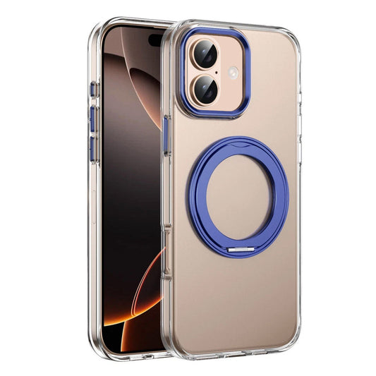 For iPhone 17 Case Clear Case With Rotating Ring Stand Hard Cover HDL150