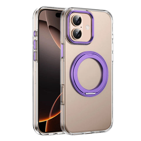 For iPhone 17 Case Clear Case With Rotating Ring Stand Hard Cover HDL150