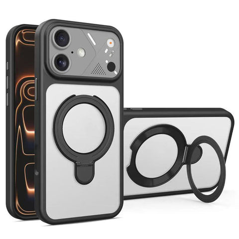 For iPhone 18 Pro Magnetic Case with Folding Stand Matte Translucent Back Cover HDL158