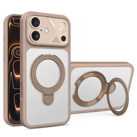 For iPhone 18 Pro Magnetic Case with Folding Stand Matte Translucent Back Cover HDL158