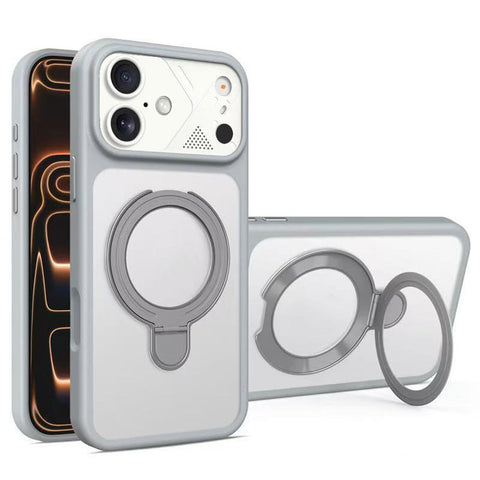 For iPhone 18 Pro Magnetic Case with Folding Stand Matte Translucent Back Cover HDL158