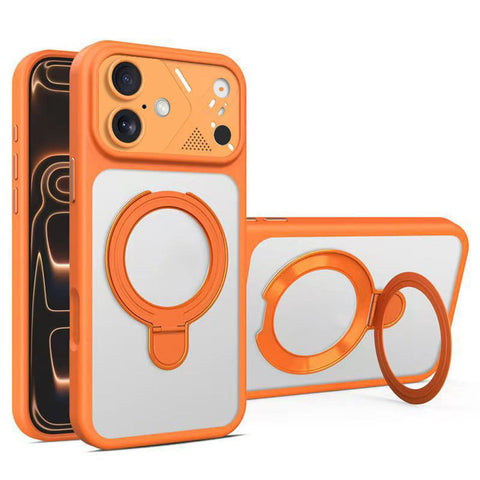 For iPhone 18 Pro Magnetic Case with Folding Stand Matte Translucent Back Cover HDL158