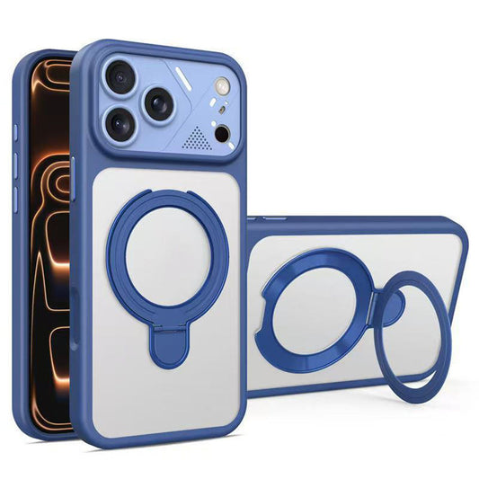 For iPhone 18 Pro Max Magnetic Case with Folding Stand Matte Translucent Back Cover HDL158