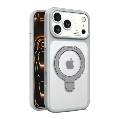 For iPhone 18 Pro Magnetic Case with Folding Stand Matte Translucent Back Cover HDL158