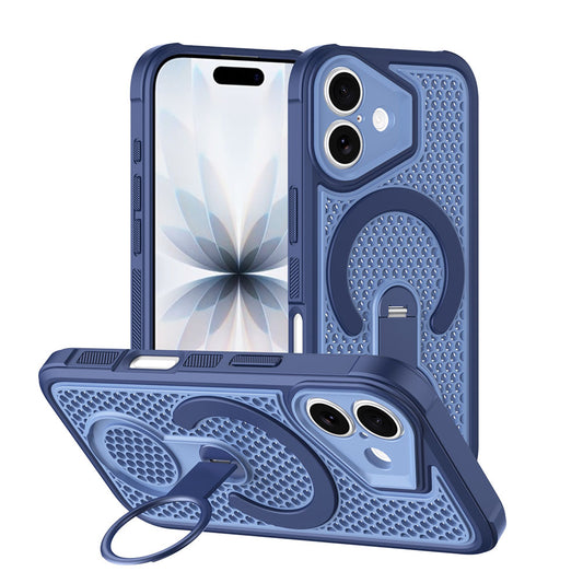 For iPhone 18 Case Honeycomb Cooling Cover with 360° Rotating Kickstand HDL159