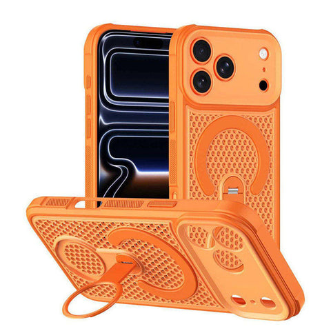 For iPhone 18 Pro Max Case Honeycomb Cooling Cover with 360° Rotating Kickstand HDL159