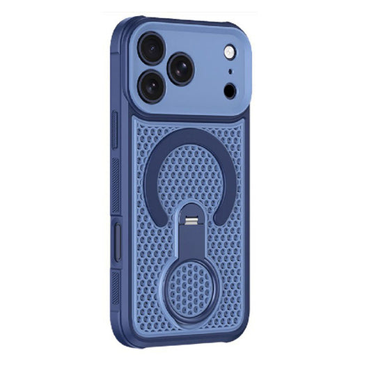 For iPhone 18 Pro Case Honeycomb Cooling Cover with 360° Rotating Kickstand HDL159