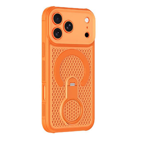 For iPhone 18 Pro Case Honeycomb Cooling Cover with 360° Rotating Kickstand HDL159