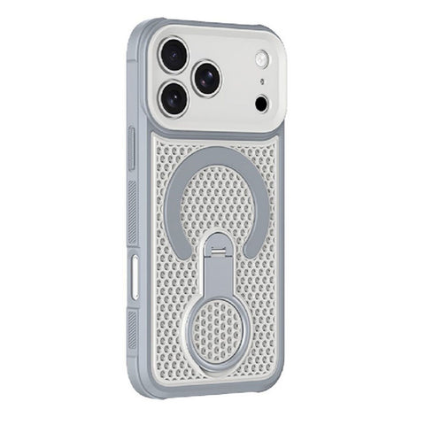 For iPhone 18 Pro Case Honeycomb Cooling Cover with 360° Rotating Kickstand HDL159