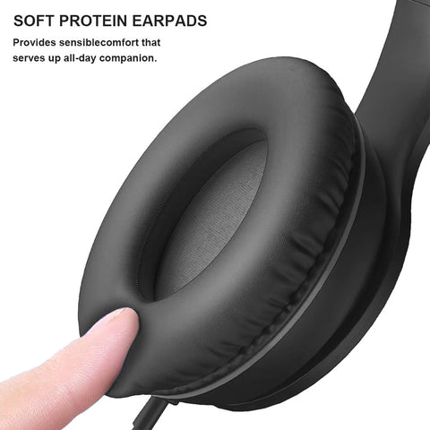 3.5mm Jack Wired Headphones, Over Ear Stereo Headset with Noise Reducing Boom Mic and in-Line Controls, for Kids Students Teachers Learning Studying and Office Work HDSET-G30