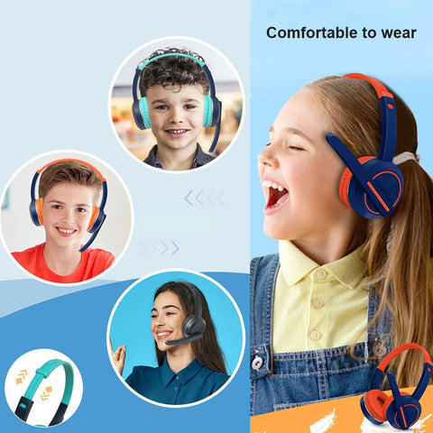 3.5mm Jack Wired Headphones, Over Ear Stereo Headset with Noise Reducing Boom Mic and in-Line Controls, for Kids Students Teachers Learning Studying and Office Work HDSET-G30