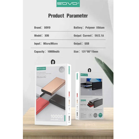 10000mAh Power Bank Portable Charger SOVO X06