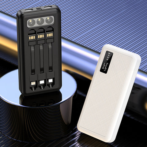 10000mAh Power Bank Portable Charger Built-In 3 Cables and LED Flashlight SOVO X17
