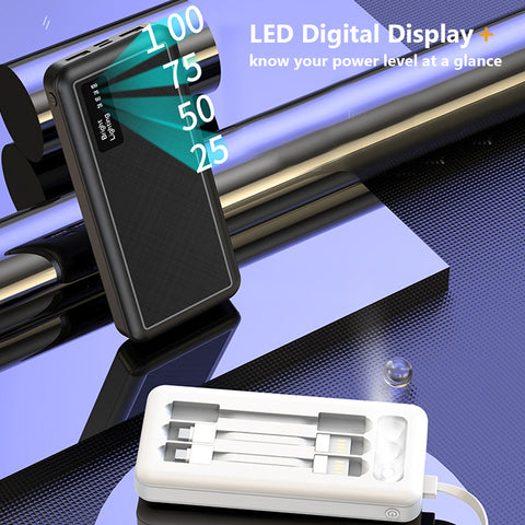 10000mAh Power Bank Portable Charger Built-In 3 Cables and LED Flashlight SOVO X17