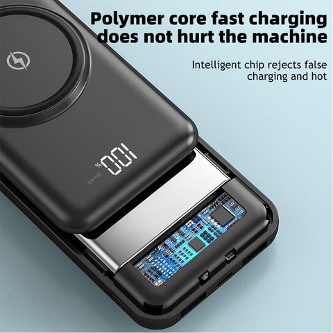 10000mAh Power Bank Wireless Charging Portable Charger Built-In 4 Cables SOVO X35