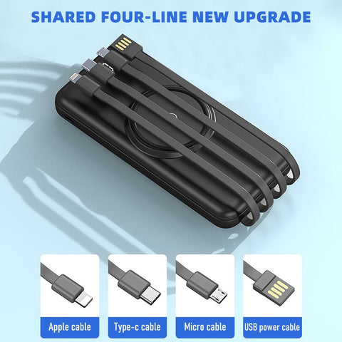10000mAh Power Bank Wireless Charging Portable Charger Built-In 4 Cables SOVO X35