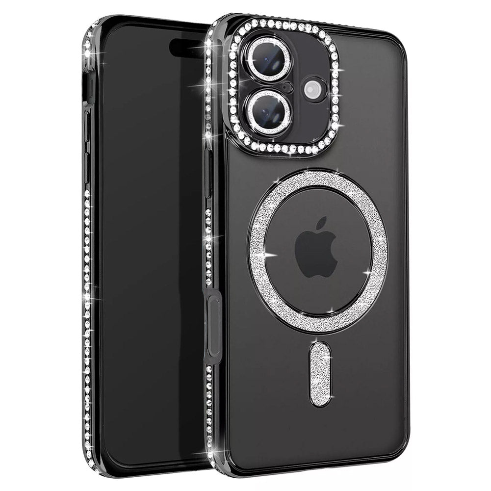 For  iPhone 18 Case Clear Rhinestones Glitter Bling Slim Soft Cover SFL146