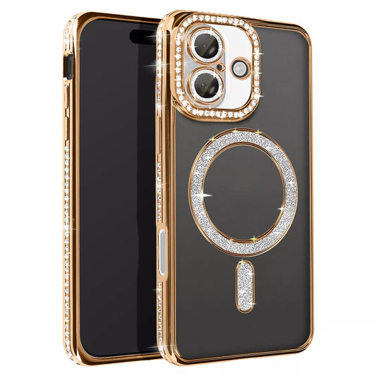 For  iPhone 18 Case Clear Rhinestones Glitter Bling Slim Soft Cover SFL146