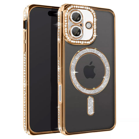 For  iPhone 18 Case Clear Rhinestones Glitter Bling Slim Soft Cover SFL146
