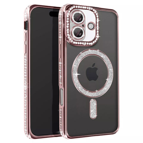 For  iPhone 18 Case Clear Rhinestones Glitter Bling Slim Soft Cover SFL146