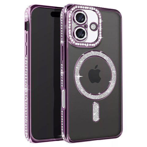 For  iPhone 18 Case Clear Rhinestones Glitter Bling Slim Soft Cover SFL146