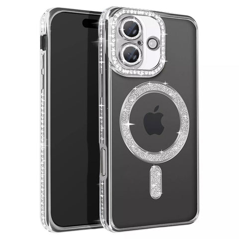 For  iPhone 18 Case Clear Rhinestones Glitter Bling Slim Soft Cover SFL146