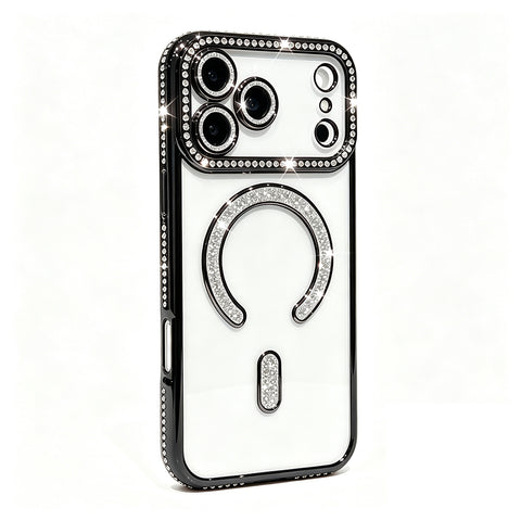 For iPhone 18 Pro Case Clear Rhinestones Glitter Slim Soft Cover SFL146