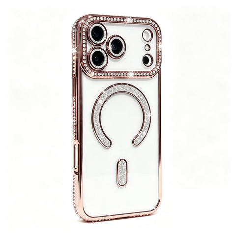 For iPhone 18 Pro Case Clear Rhinestones Glitter Slim Soft Cover SFL146