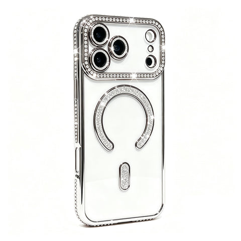 For iPhone 18 Pro Case Clear Rhinestones Glitter Slim Soft Cover SFL146