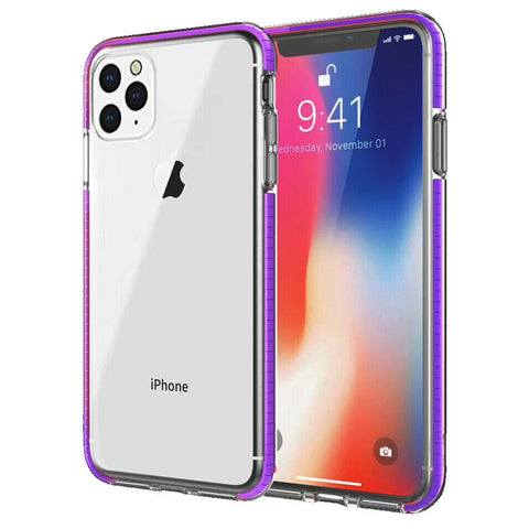 For iPhone 12 Pro Max Case with Seperate Color Bumper Transparent Soft Cover SFL79
