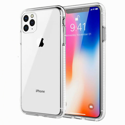 For iPhone 12 Pro Max Case with Seperate Color Bumper Transparent Soft Cover SFL79